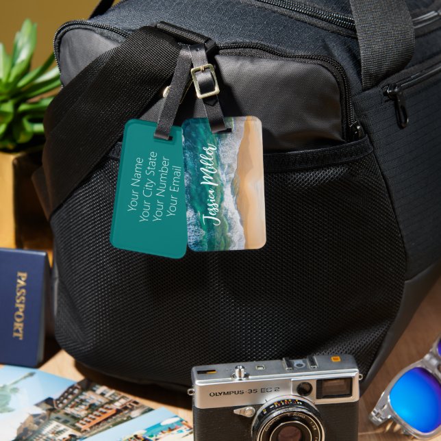 Tropical Ocean Sandy Beach Luggage Tag (Front & Back)