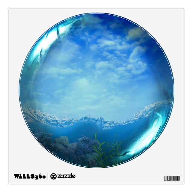 Tropical Ocean Scene Glass Sphere Wall Decal (Front)