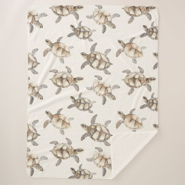 Tropical Ocean Sea Turtles Sherpa Blanket (Front)