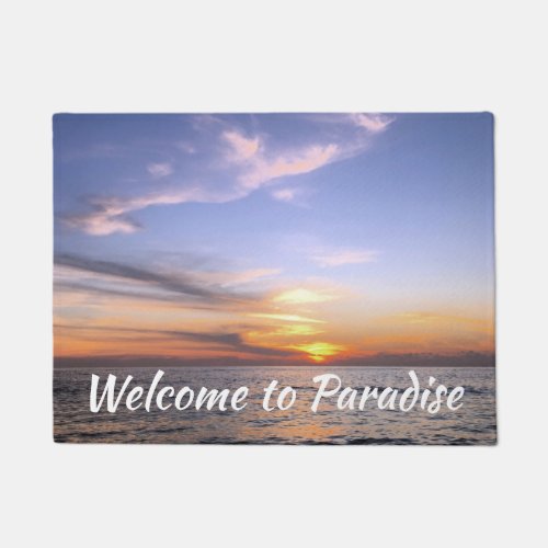 Tropical Ocean Sunset Beach Paradise Personalized Doormat