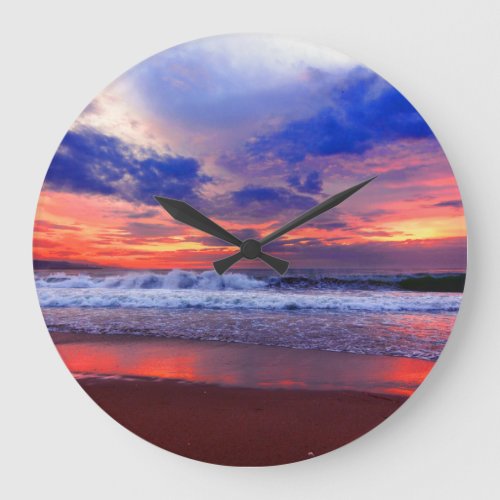 Tropical Ocean Sunset Large Clock