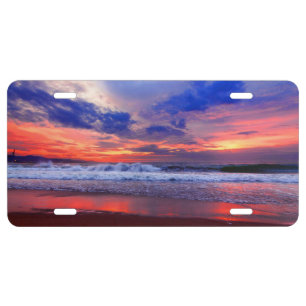 Tropical Ocean Sunset License Plate