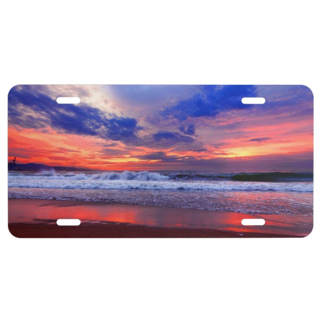 Tropical Ocean Sunset License Plate (Front)