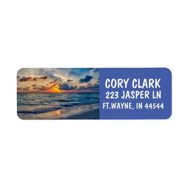 TROPICAL OCEAN SUNSET RETURN ADDRESS LABELS (Front)
