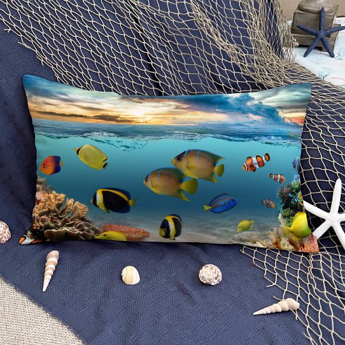 Tropical Ocean Underwater Scene Accent Pillow