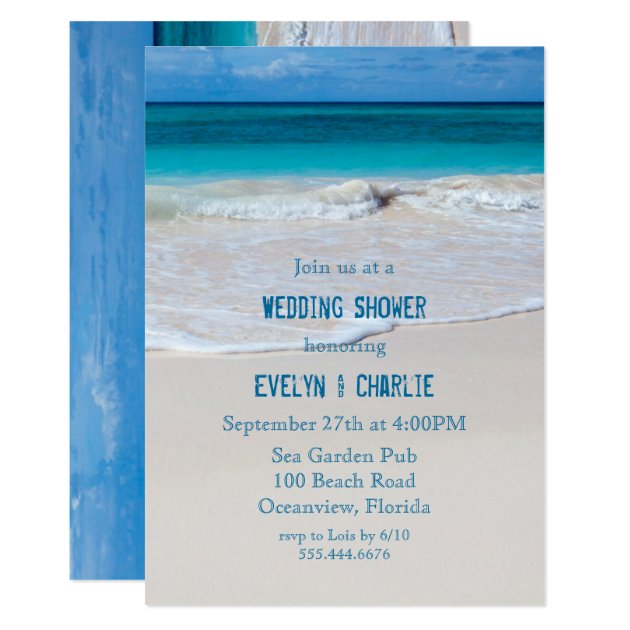 Tropical Ocean Water Beach Wedding Shower Invite