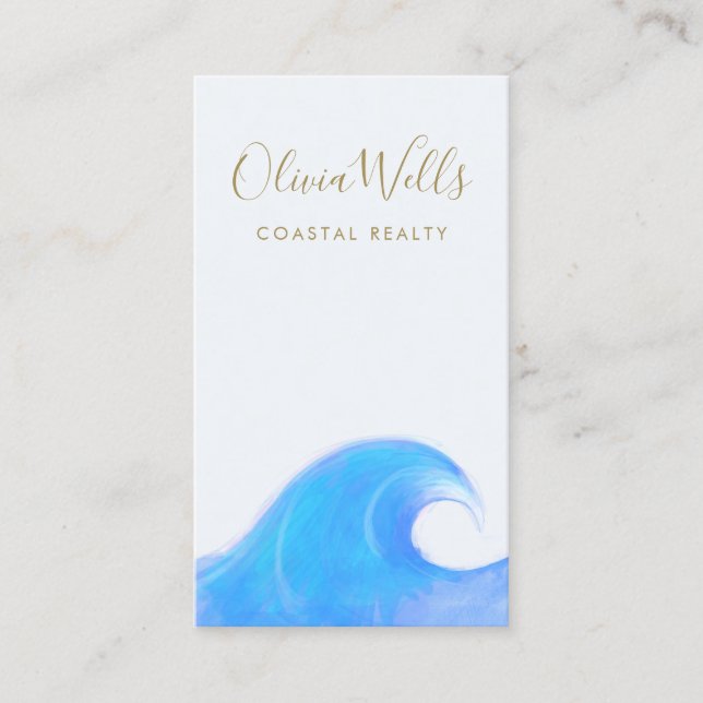 Tropical Ocean Wave Coastal Real Estate  Busines Business Card (Front)
