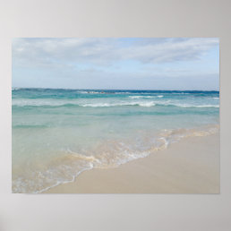 Tropical Ocean Waves and Sandy Beach Poster