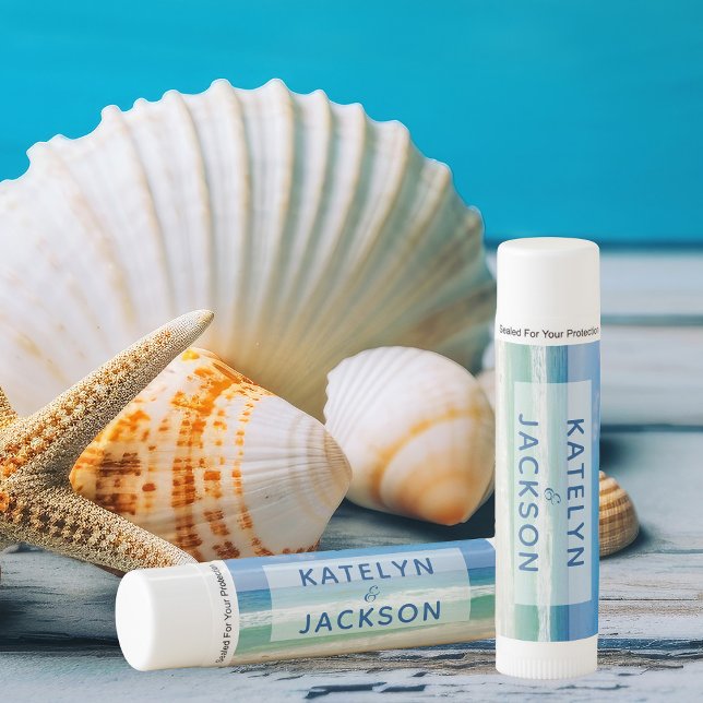Tropical Ocean Waves Custom Beach Wedding Favor Lip Balm (Creator Uploaded)