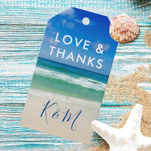 Tropical Ocean Waves Love  Thanks Beach Wedding Gift Tags
