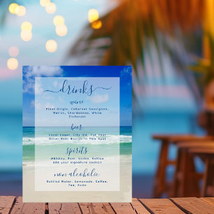 Tropical Ocean Waves Photo Beach Bar Drinks Menu Foam Board