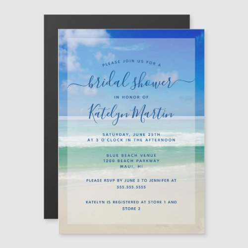Tropical Ocean Waves Photo Beach Bridal Shower Magnetic Invitation