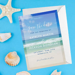 Tropical Ocean Waves Photo Beach Save the Date Invitation