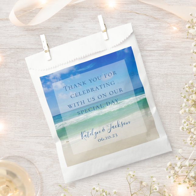 Tropical Ocean Waves Photography Beach Wedding Favor Bag (Clipped)