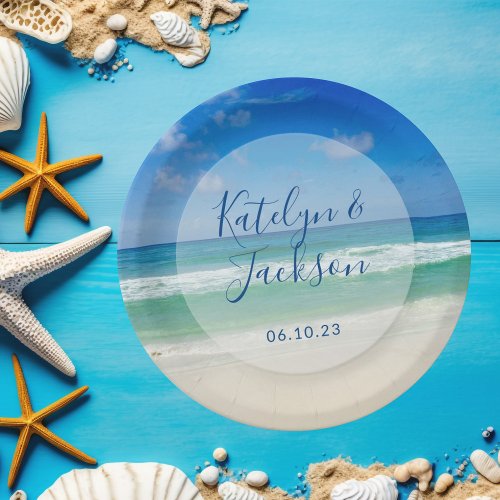 Tropical Ocean Waves Photography Beach Wedding Paper Plates