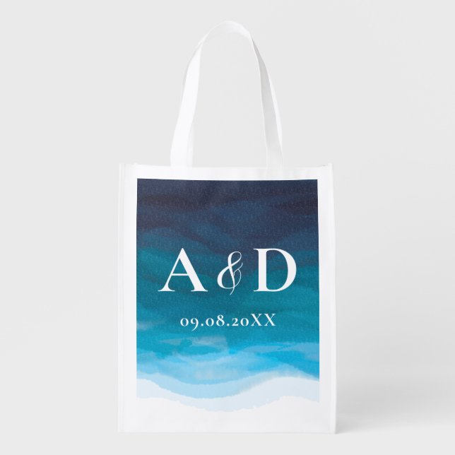 Tropical Ocean Waves Wedding Welcome Tote Bag (Front)