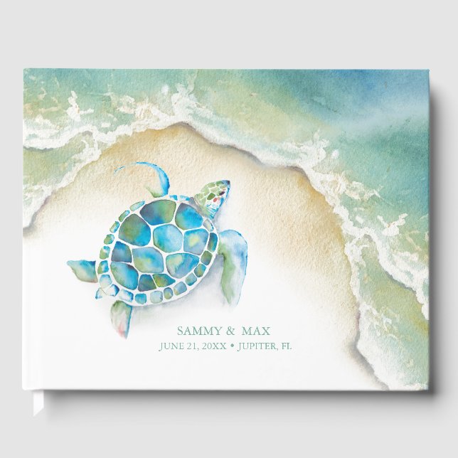 Tropical Ocean Wedding Guest Book (Front)