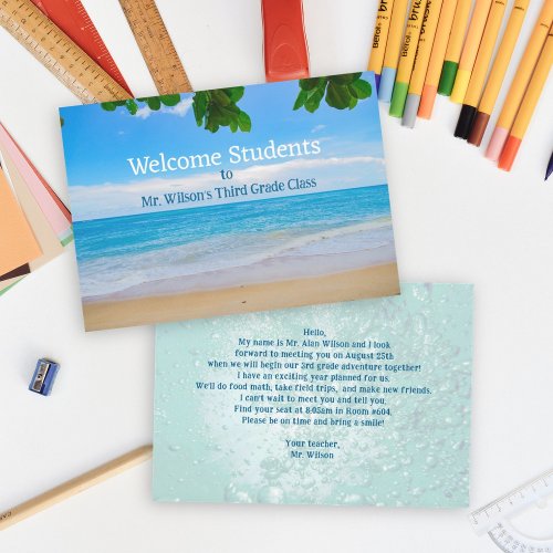 Tropical Ocean Welcome Students Message Card