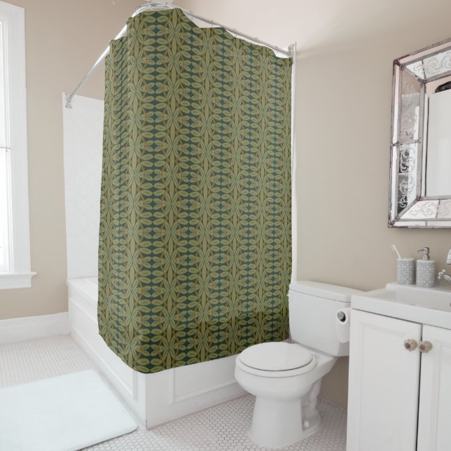 Tropical Olive Shower Curtain (In Situ)