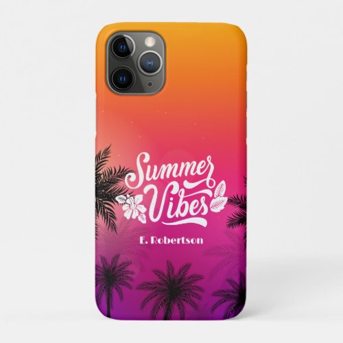 Tropical Ombre Beach Summer Nights Custom Name iPhone 11 Pro Case