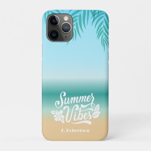 Tropical Ombre Beach Summer Vibes Monogram iPhone 11 Pro Case