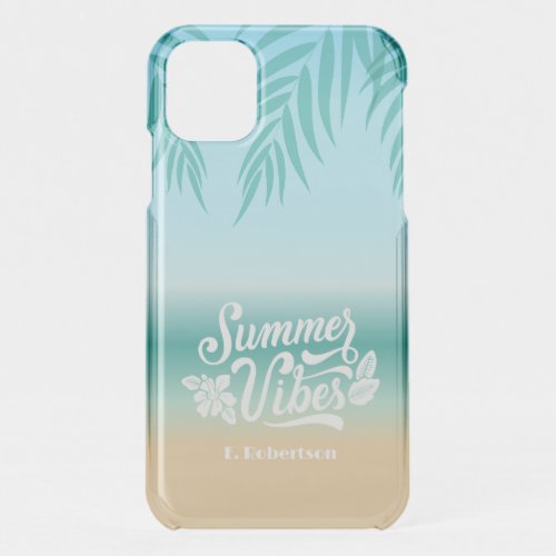 Tropical Ombre Beach Summer Vibes Monogram iPhone 11 Case