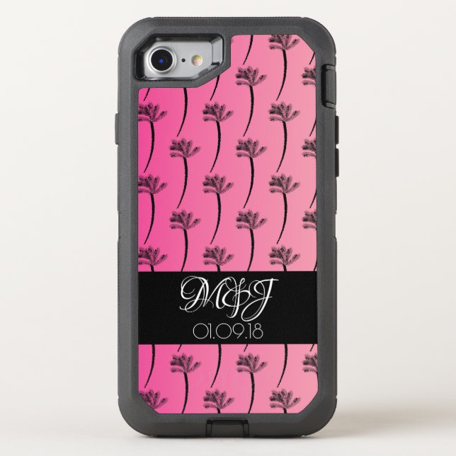 Tropical Ombre Palm Trees Pink Otterbox iPhone Case (Back)