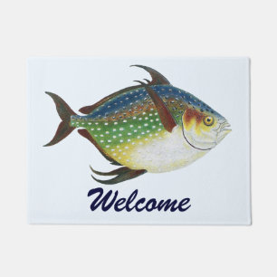 Tropical Opah Fish, Vintage Marine Aquatic Animal Doormat