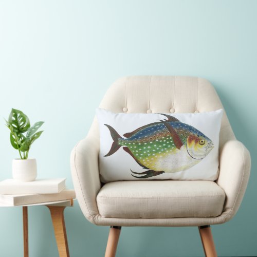 Tropical Opah Fish, Vintage Marine Aquatic Animal Lumbar Pillow