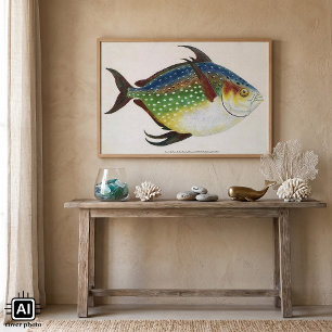 Tropical Opah Fish, Vintage Marine Aquatic Animal Poster