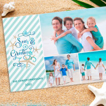 Tropical or Nautical SEAsons Greetings | Stripe Holiday Card