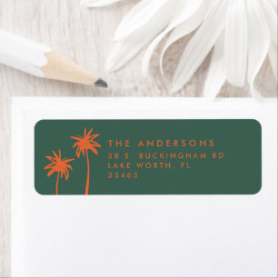 Tropical orange and green elegant modern minimal label