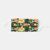 Tropical Orange And Green Flowers Floral Adult Cloth Face Mask (Front, Folded)