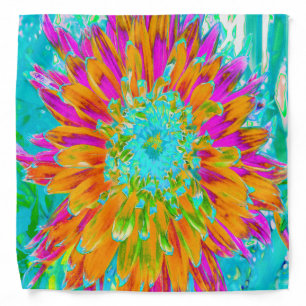 Tropical Orange and Hot Pink Decorative Dahlia Bandana