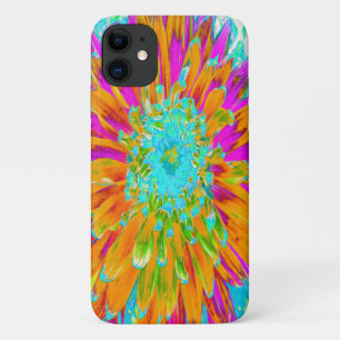 Tropical Orange and Hot Pink Decorative Dahlia iPhone 11 Case