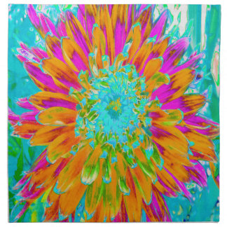 Tropical Orange and Hot Pink Decorative Dahlia Cloth Napkin