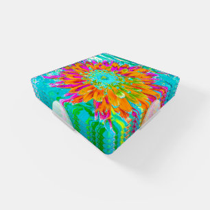Tropical Orange and Hot Pink Decorative Dahlia Coaster Set