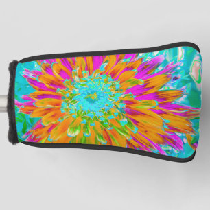 Tropical Orange and Hot Pink Decorative Dahlia Golf Head Cover