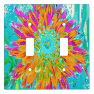 Tropical Orange and Hot Pink Decorative Dahlia Light Switch Cover