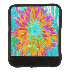 Tropical Orange and Hot Pink Decorative Dahlia Luggage Handle Wrap