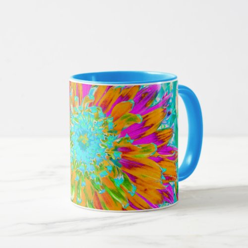 Tropical Orange and Hot Pink Decorative Dahlia Mug