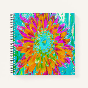 Tropical Orange and Hot Pink Decorative Dahlia Notebook