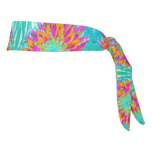 Tropical Orange and Hot Pink Decorative Dahlia Tie Headband