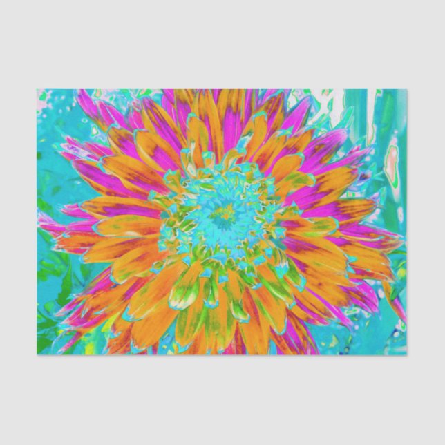 Tropical Orange and Hot Pink Decorative Dahlia Tissue Paper (Front)