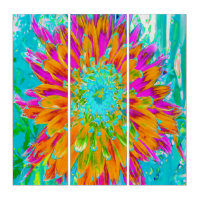Tropical Orange and Hot Pink Decorative Dahlia
