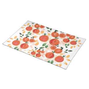 Tropical Orange and Leaves Pattern Cloth Placemat