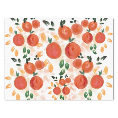 Tropical Orange and Leaves Pattern Tissue Paper