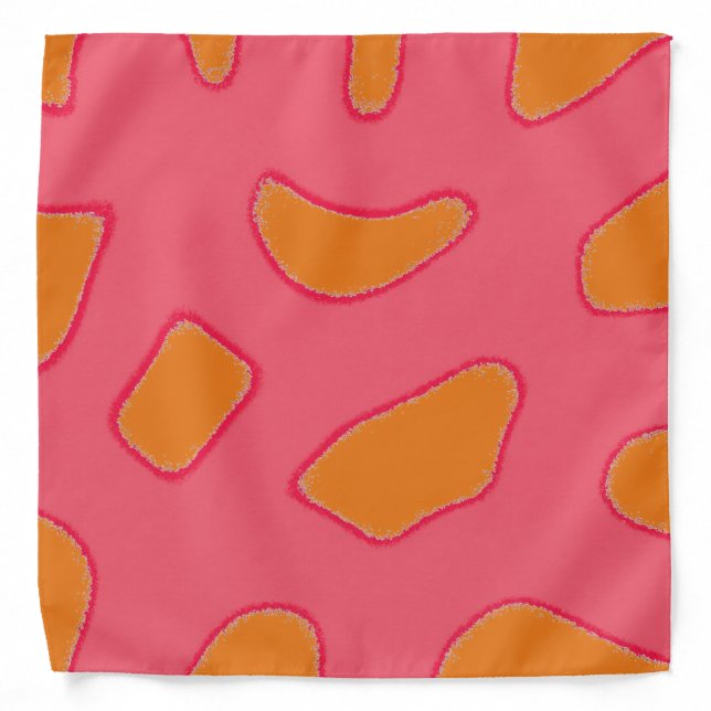 Tropical orange and pink red fantasy pattern bandana (Front)
