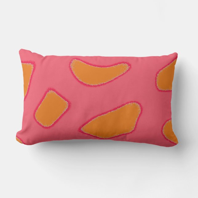 Tropical orange and red pink fantasy pattern lumbar pillow (Front)