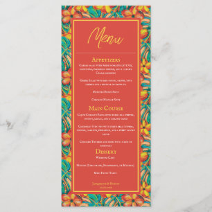 Tropical Orange and Yellow Floral Wedding Menu